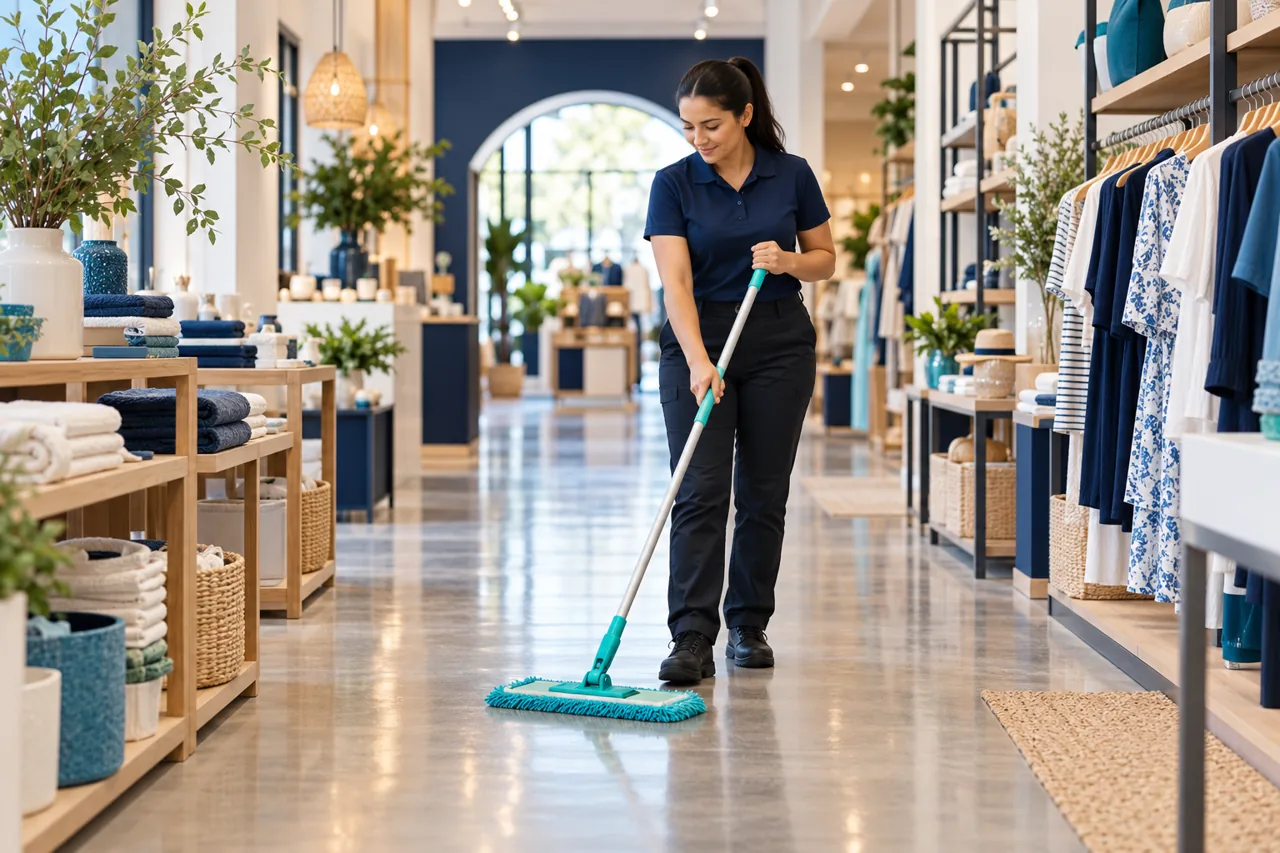 Retail store cleaning illustration